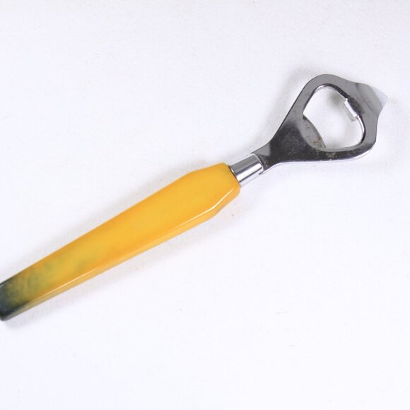 Yellow and Green Bakelite handled can / bottle opener by Glo Hill Canada - Picture 2 of 7